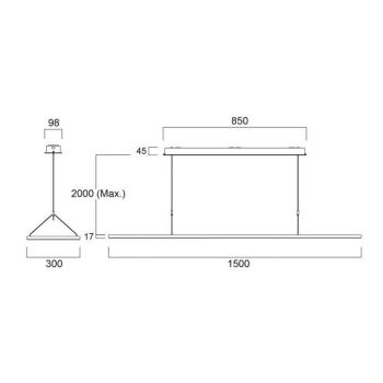 Sylvania LED függesztett lámpa Areum, 150 x 30 cm, 840, DALI kép