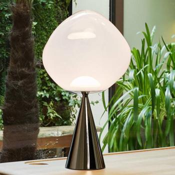 Tom Dixon LED asztali lámpa Melt Cone Fat, opál/ezüst, 47 cm kép