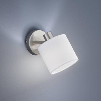 Tommy fali spotlámpa, nikkel/fehér, szélesség 12 cm, fém/szövet kép