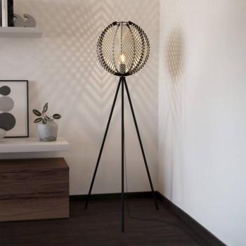 Waverton állólámpa, fekete/fehér, magasság 143 cm, acél/szövet kép