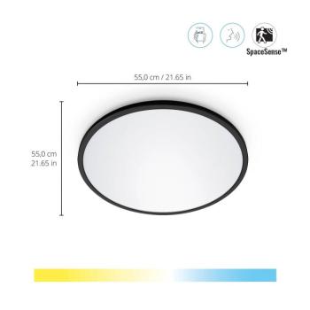 WiZ SuperSlim LED mennyezeti lámpa CCT Ø55cm fekete kép