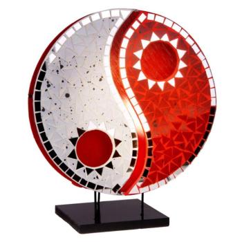 Ying Yang asztali lámpa mozaik tükör kövek piros kép