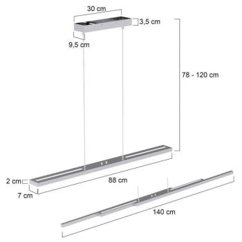Zelena Motion LED-es függőlámpa, acél színű, CCT, fém kép