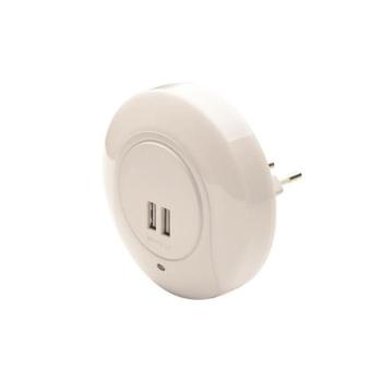 ACA Lighting konnektoros éjszakai fény, 1 W/ 4000 K/ IP20/ 2×USB/ alkonykapcsolós
