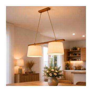 AIDA függőlámpa kábelen, 2xE27/15W/230V, átm. 35 cm, tölgy/krémszínű LD-2.98/DĄB RUSTIK/KREM kép