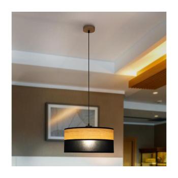 ALBA zsinóros csillár 1xE27/15W/230V átm. 40 cm fekete/barna W-KM 4020/1 DS+WOOD+BK kép