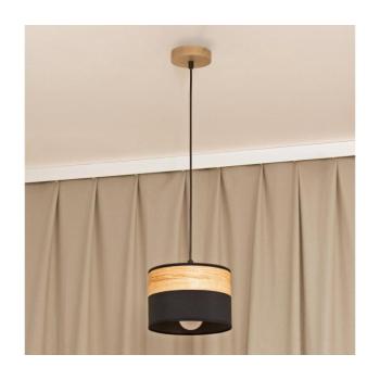 ALBA zsinóros függeszték 1xE27/15W/230V, Ø 20 cm, fekete/barna W-KM 2015/1 DS+WOOD+BK kép