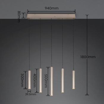 Arimato LED függő lámpa, hossza 94 cm, krém színű fém, CCT kép