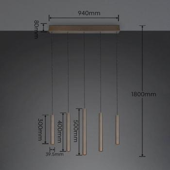Arimato LED függő lámpa, hossza 94 cm, platina színű fém, CCT kép