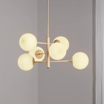 Aurora lógó világítás, bézs, Ø 60 cm, 6 izzós, üveg, E14 kép