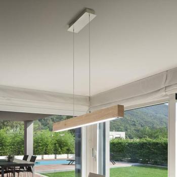 Badia LED-es függőlámpa, érintésvezérléssel, tölgyfa, hossza 110 cm kép