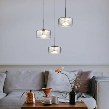 Belinda LED lógó világítás, Ø 40 cm, füstszürke, 3 izzós, üveg kép