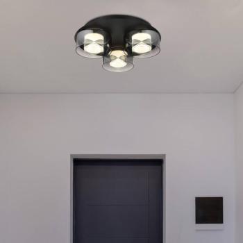 Belinda LED mennyezeti lámpa, Ø 38 cm, füstszürke, 3 izzós, üveg kép