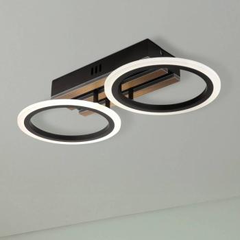 Blevins 2 izzós LED mennyezeti lámpa, fekete/fa hatású, hossza 46 cm kép