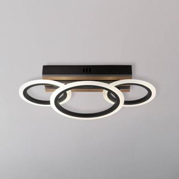 Blevins 3 izzós LED mennyezeti lámpa, fekete/fa hatású, hossza 46 cm kép