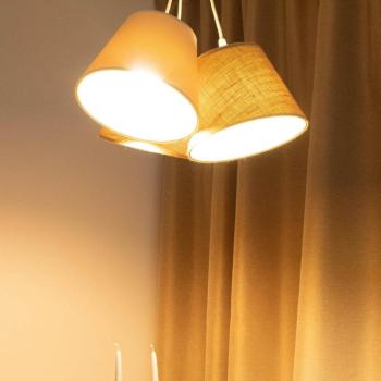 Boho függőlámpa, 3-lámpás, krém/bézs, juta kép