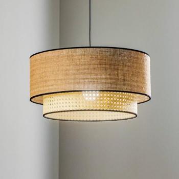 Boho lógó világítás, barna/fa, átmérő 45 cm, textil/rattan kép