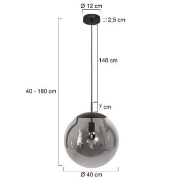 Bollique lógó világítás, fekete, Ø 40 cm, üveg, 1 izzó, gömb kép