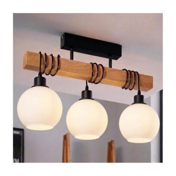 BRILAGI - Felületre szerelhető csillár WOOD GLASS 3xE27/60W/230V fenyő/fekete/fehér EG780168+3xNSTK7432 kép