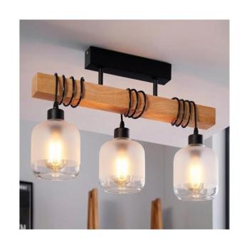 BRILAGI - Felületre szerelhető WOOD GLASS csillár 3xE27/60W/230V fenyő/fekete/fehér EG780168+3xNSTK7779 kép