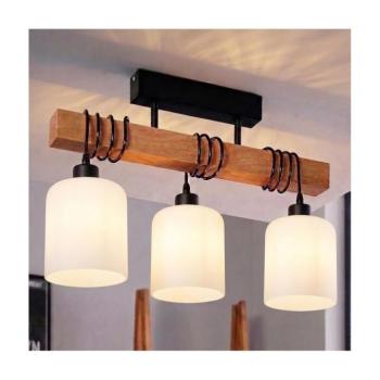 BRILAGI - Felületre szerelt mennyezeti csillár WOOD GLASS 3xE27/60W/230V fenyő/fekete/fehér EG780168+3xNSTK7006 kép