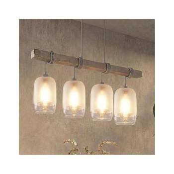 BRILAGI - Kábeles csillár WOOD GLASS 4xE27/60W/230V fenyő/szürke/fehér EG49927A+4xNSTK7777 kép