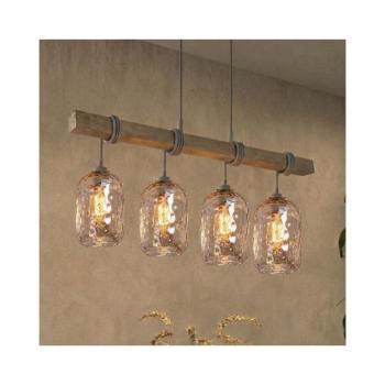 BRILAGI - Kábeles csillár WOOD GLASS 4xE27/60W/230V fenyő/szürke/füstbarna EG49927A+4xNSTK7702 kép