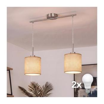 BRILAGI - kábeles LED függeszték NUBILA 2xE27/60W/230V világosbarna EG32519+2xBG1584 kép