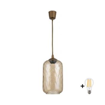 BRILAGI - LED csillár kábelen R GLASS 1xE27/60W/230V átm. 14 cm barna/füstbarna NSTK7701+TK8611A kép