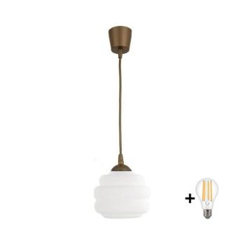 BRILAGI - LED csillár kábelen RETRO GLASS 1xE27/60W/230V Ø 20 cm barna/fehér NSTK7639+TK8611A kép