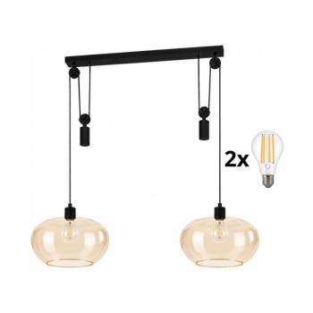BRILAGI - LED csillár kábelen RETRO GLASS 2xE27/40W/230V fekete/füstös bézs EG43438A+2xNSBL1194 kép