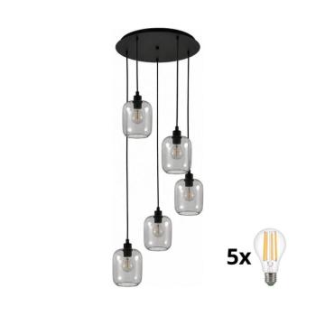 BRILAGI - LED csillár kábelen RETRO GLASS 5xE27/60W/230V fekete/füstszürke EG43334A+5xNSTK7758 kép