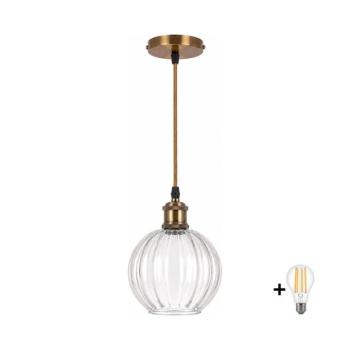 BRILAGI - LED csillár kábellel RETRO GLASS 1xE27/60W/230V Ø 18 cm arany/tiszta NSTK7485+AI0178 kép