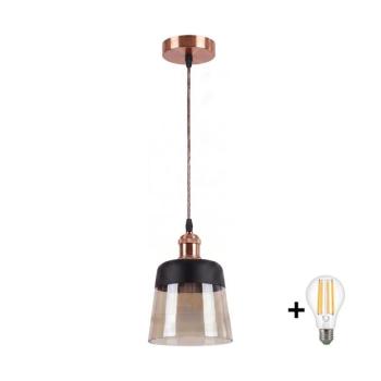 BRILAGI - LED csillár R GLASS 1xE27/60W/230V átm. 15,5 cm rézszínű/füstös bézs/fekete NSTK7325+AI0179 kép