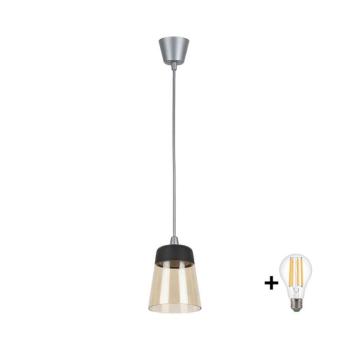 BRILAGI-LED csillár R GLASS 1xE27/60W/230V Ø 15,5 cm ezüst/füstös bézs/fekete NSTK7325+TK8612A kép