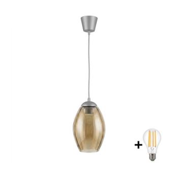 BRILAGI - LED csillár zsinóron GLASS 1xE27/60W/230V átm. 17 cm ezüst/füstös bézs NSTK7499+TK8612A kép