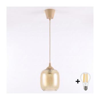 BRILAGI - LED csillár zsinóron R GLASS 1xE27/60W/230V átm. 14 cm bézs/füstbarna NSTK7765+TK8619A kép