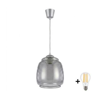 BRILAGI - LED csillár zsinóron R GLASS 1xE27/60W/230V átm. 26 cm ezüst/füstszürke NSTK7417+TK8612A kép
