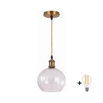 BRILAGI - LED csillár zsinóron RETRO GLASS 1xE27/60W/230V átm. 25 cm arany/átlátszó NSTK7491+AI0178 kép