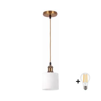 BRILAGI - LED csillár zsinóron RETRO GLASS 1xE27/60W/230V Ø 10 cm arany/fehér NSTK7006+AI0178 kép