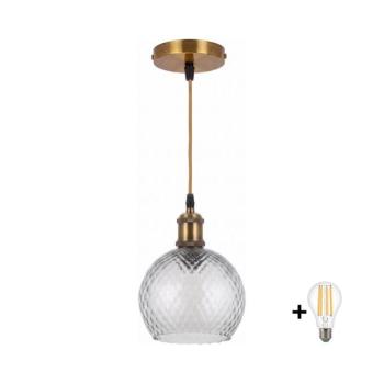 BRILAGI - LED csillár zsinóron RETRO GLASS 1xE27/60W/230V Ø 25 cm arany/füstszürke NSTK7486+AI0178 kép