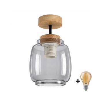 BRILAGI - LED felületre szerelhető csillár R GLASS 1xE27/60W/230V átm. 26 cm tölgy/füstszürke BG3986+NSTK7417 kép