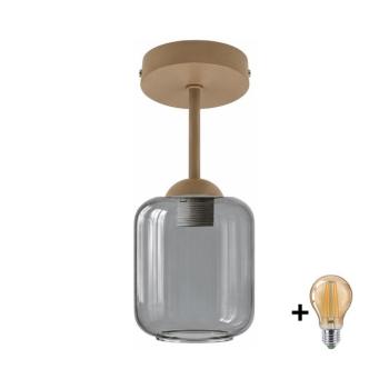 BRILAGI - LED felületre szerelhető csillár R GLASS 1xE27/60W/230V átmérő 14 cm bézs/füstszürke BG3995+NSTK7758 kép