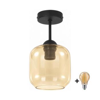 BRILAGI - LED felületre szerelhető csillár R GLASS 1xE27/60W/230V Ø 14 cm fekete/füstös bézs BG3989+NSTK7765 kép