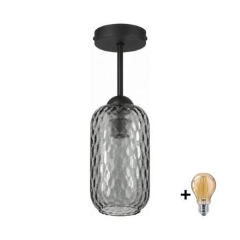 BRILAGI - LED felületre szerelhető csillár R GLASS 1xE27/60W/230V Ø 14 cm fekete/füstszürke BG3989+NSTK7501 kép