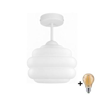 BRILAGI - LED felületre szerelhető csillár RETRO GLASS 1xE27/60W/230V átm. 20 cm fehér BG3992+NSTK7639 kép