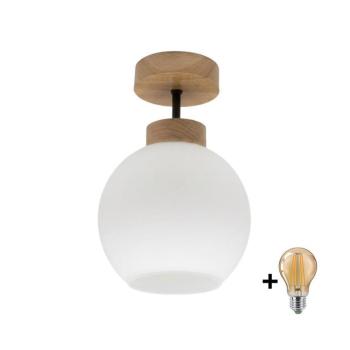 BRILAGI - LED felületre szerelhető csillár RETRO GLASS 1xE27/60W/230V Ø 15 cm tölgy/fehér BG3986+NSTK7432 kép