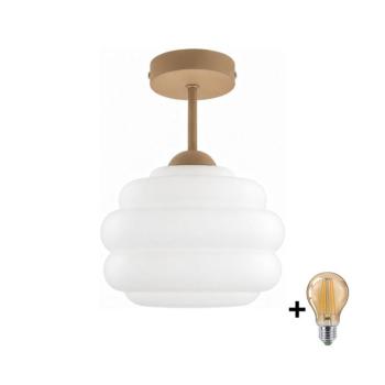 BRILAGI - LED Felületre szerelhető csillár RETRO GLASS 1xE27/60W/230V Ø 20 cm bézs/fehér BG3995+NSTK7639 kép