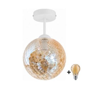 BRILAGI - LED felületre szerelhető mennyezeti lámpa R GLASS 1xE27/60W/230V átmérő 17 cm fehér/füstös bézs BG3992+NSTK7518 kép
