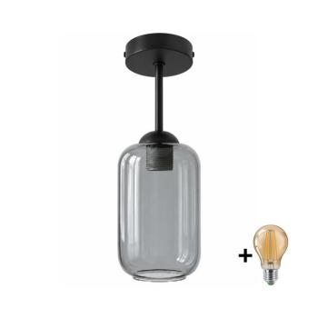 BRILAGI - LED felületre szerelt csillár R GLASS 1xE27/60W/230V átm. 14 cm fekete/füstszürke BG3989+NSTK7757 kép